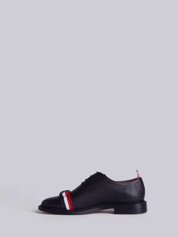 Wholecut Shoe With Red, White And Blue Leather Bow In Pebble Grain