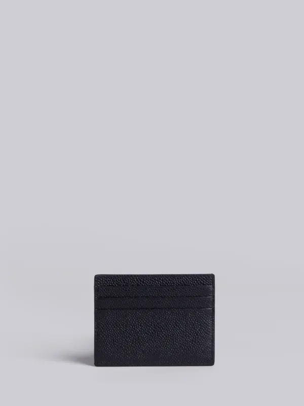 Card Holder With Note Compartment In Black Pebble Grain
