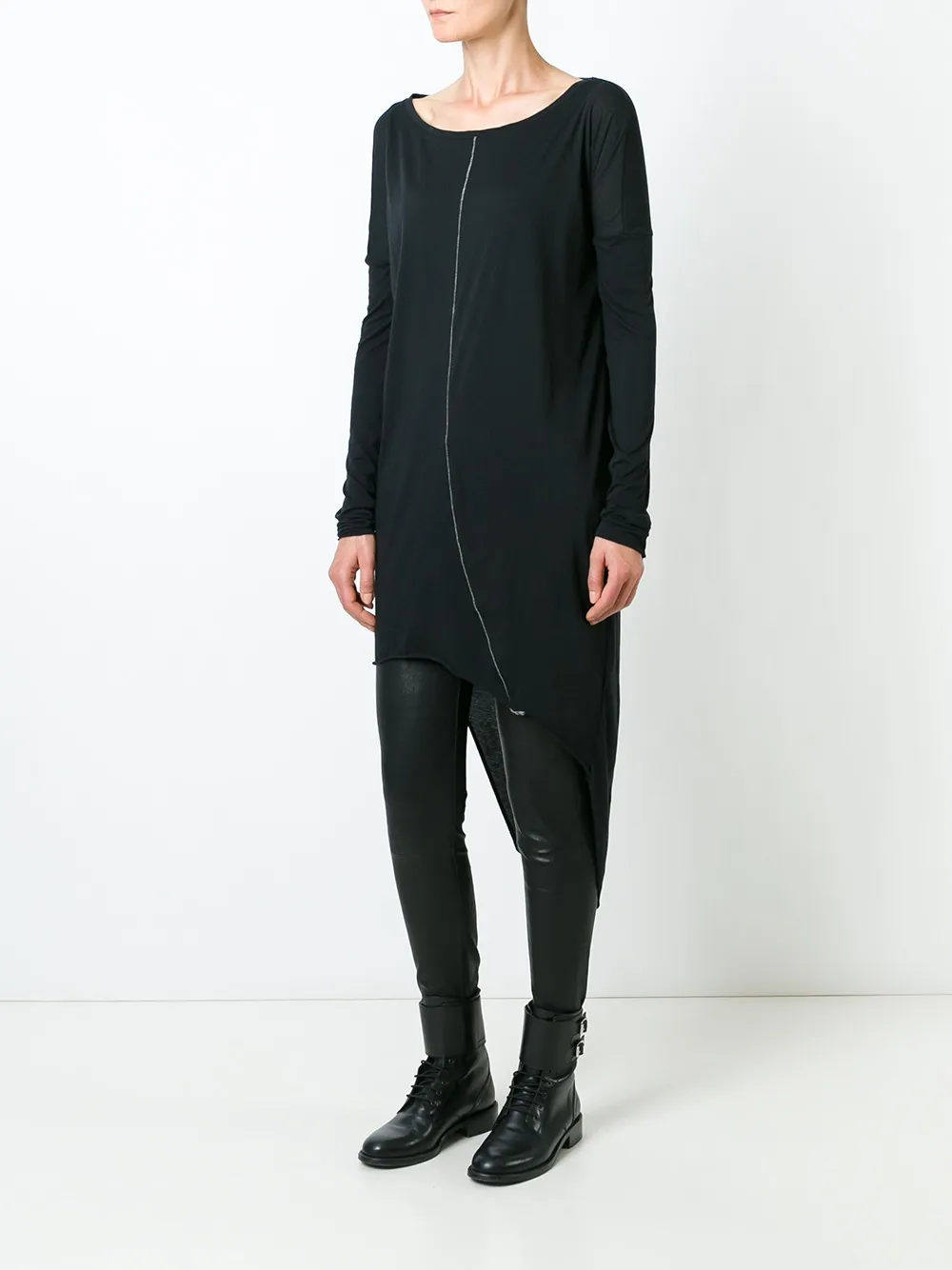  Thom Krom Asymmetric Long T-shirt - Black 
