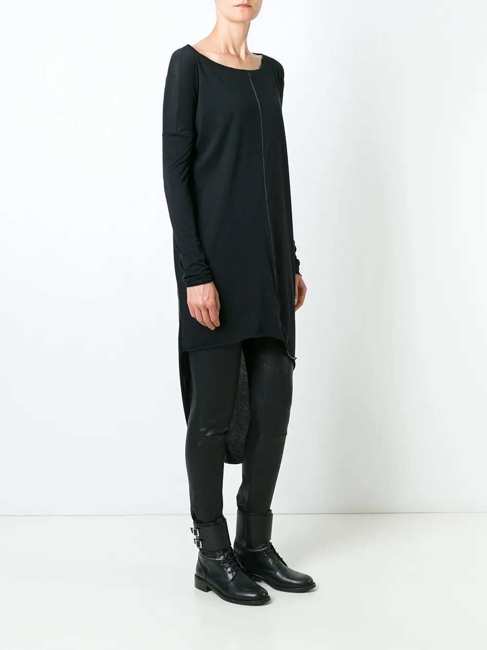  Thom Krom Asymmetric Long T-shirt - Black 