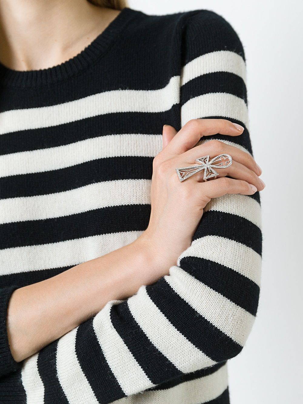 Shop Loree Rodkin Diamond Maltese Cross Ring In Metallic