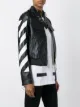 Off-White striped sleeves leather jacket