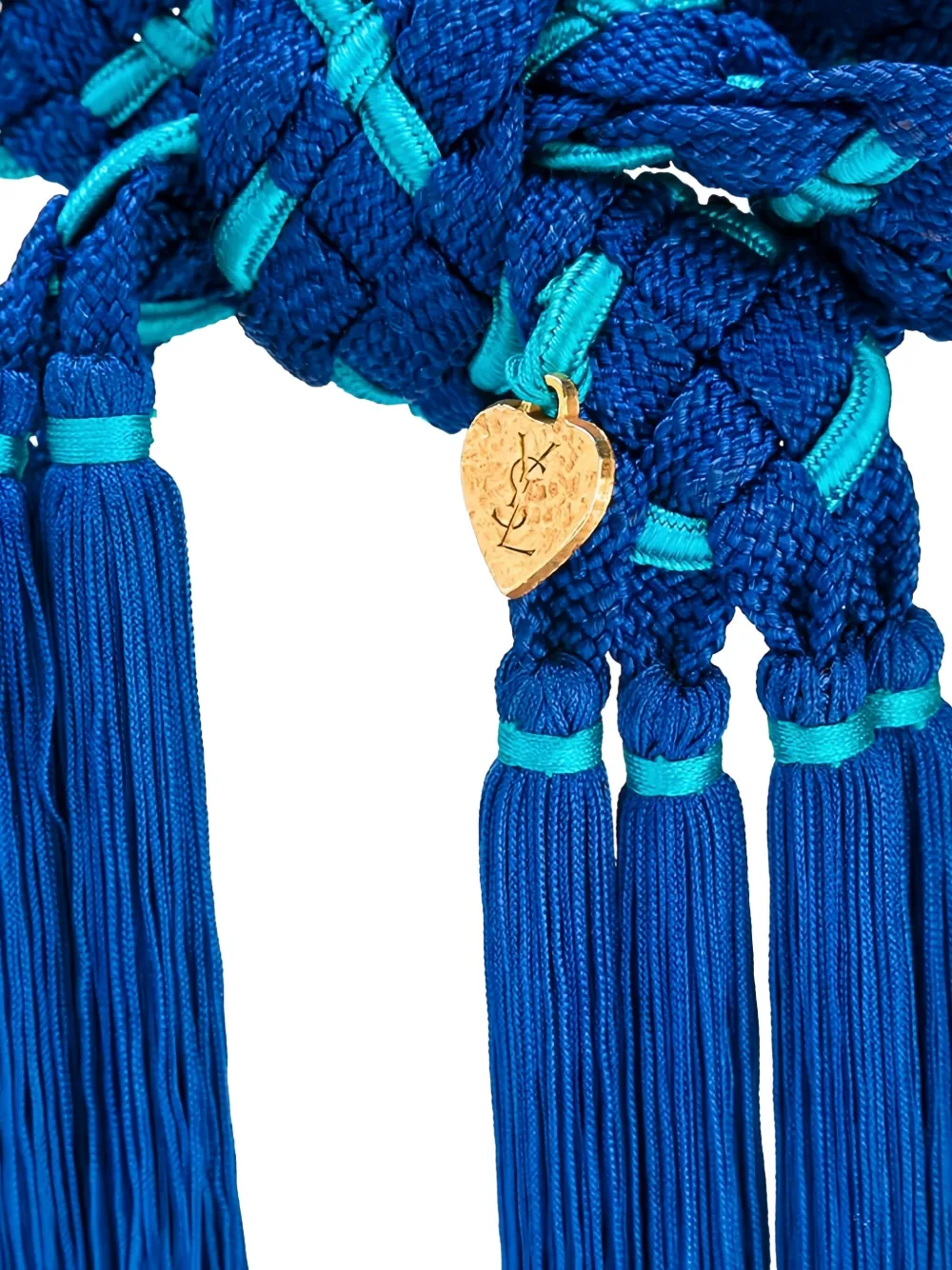 Pre-owned Saint Laurent Braided Belt In Blue