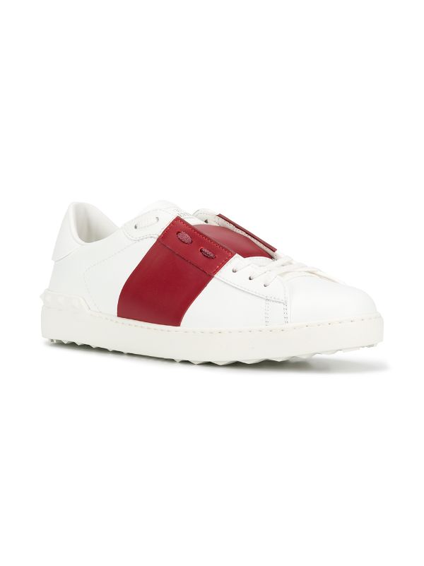 valentino garavani open striped leather sneakers