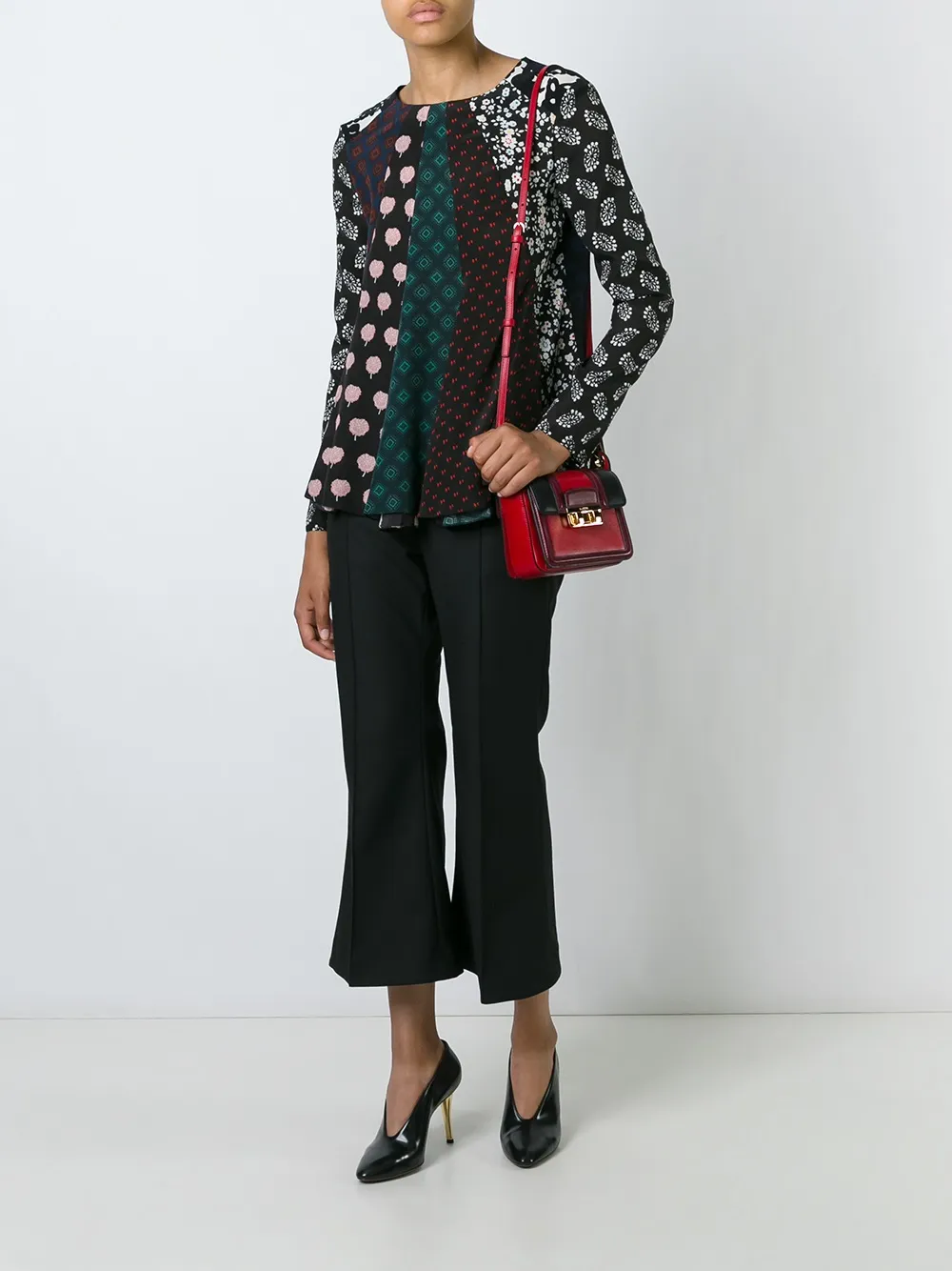 Lanvin patchwork pattern blouse - Groen