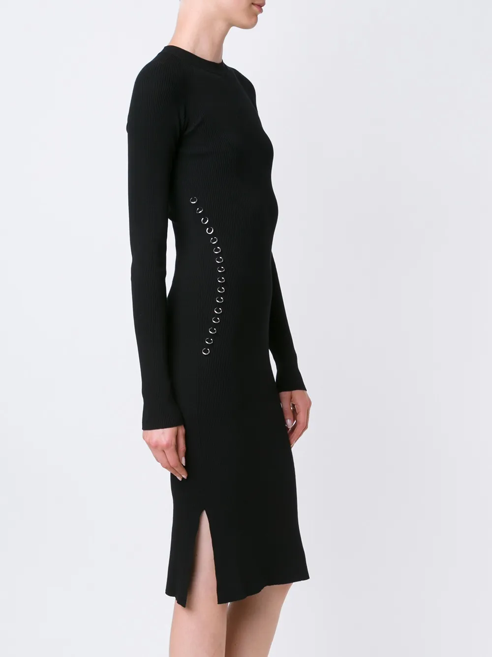 mugler 金属感圈形细节罗纹连衣裙