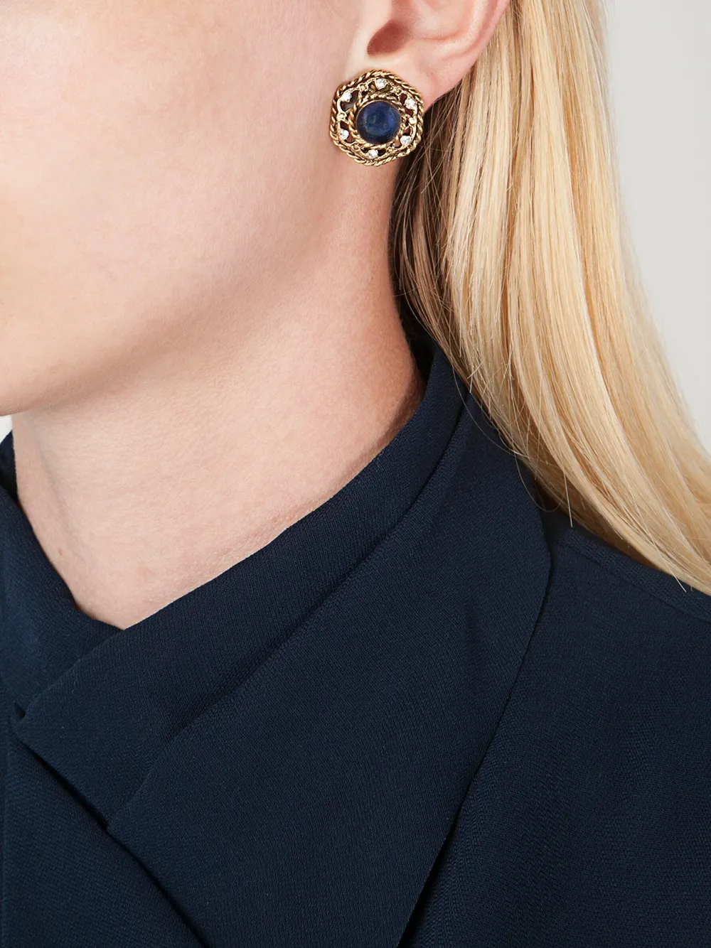 chanel vintage 古着巴洛克式纽扣耳环