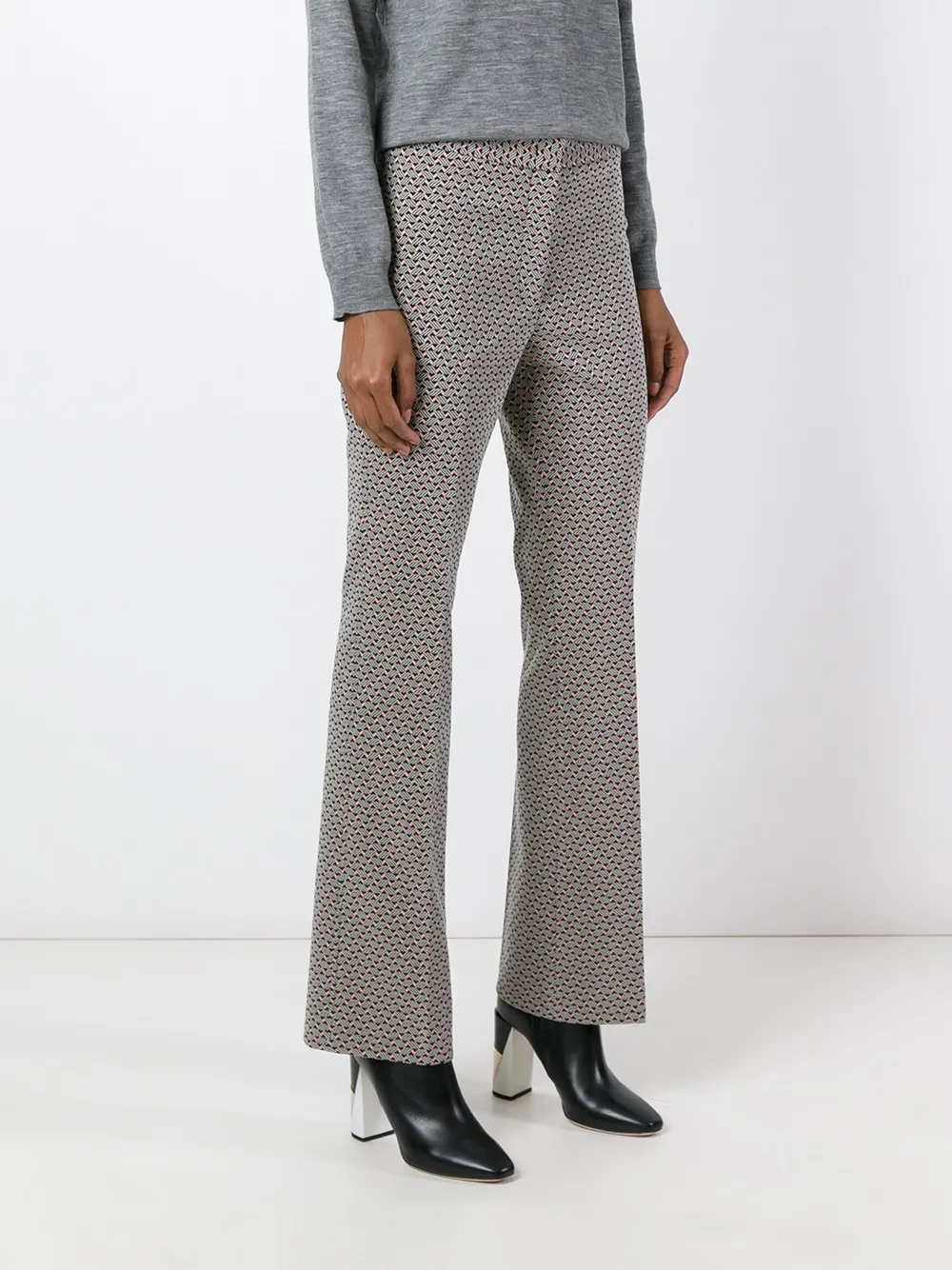 ETRO abstract print flared trousers Zwart