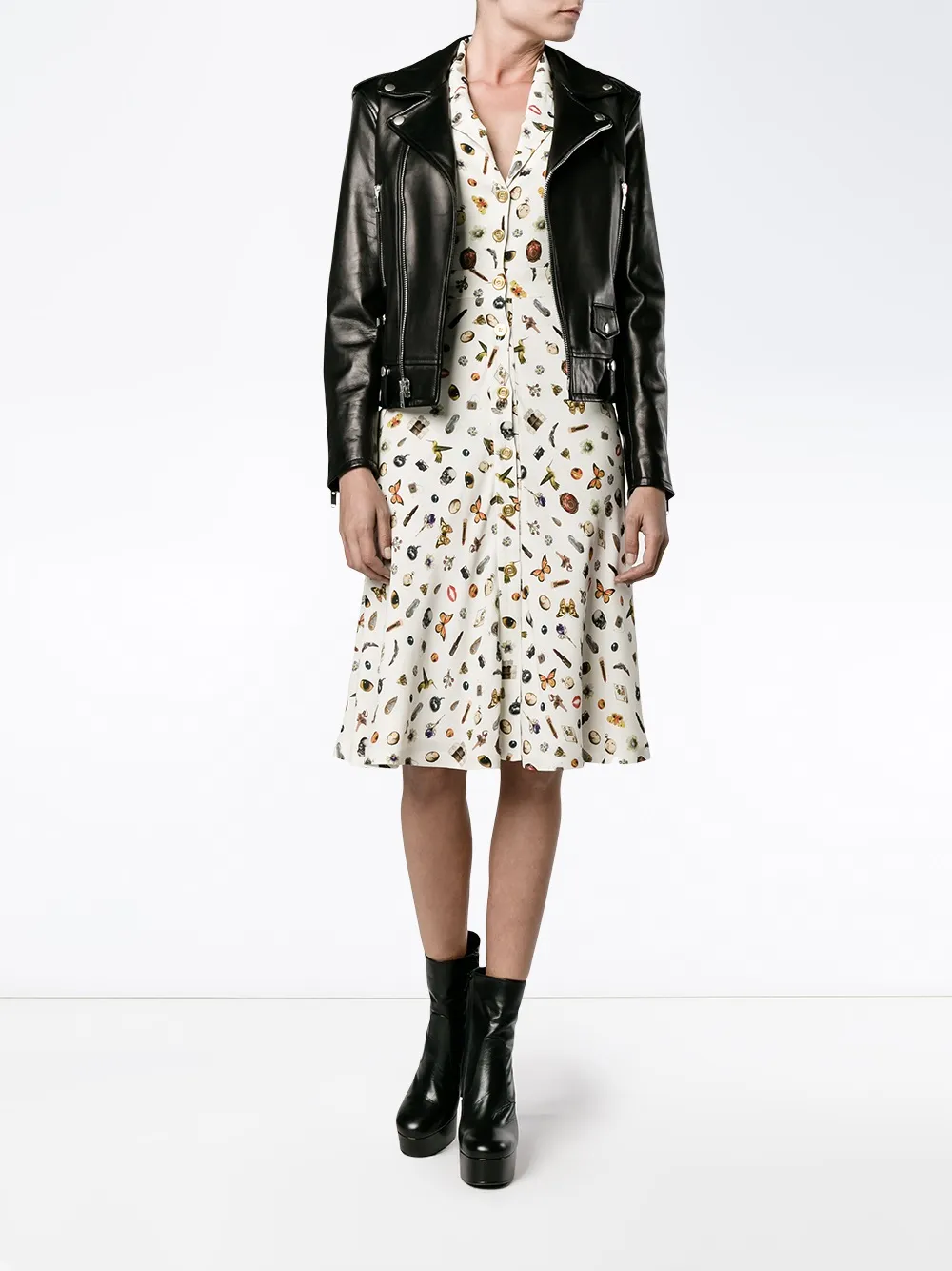 Alexander McQueen Obsession print shirt dress - Geel