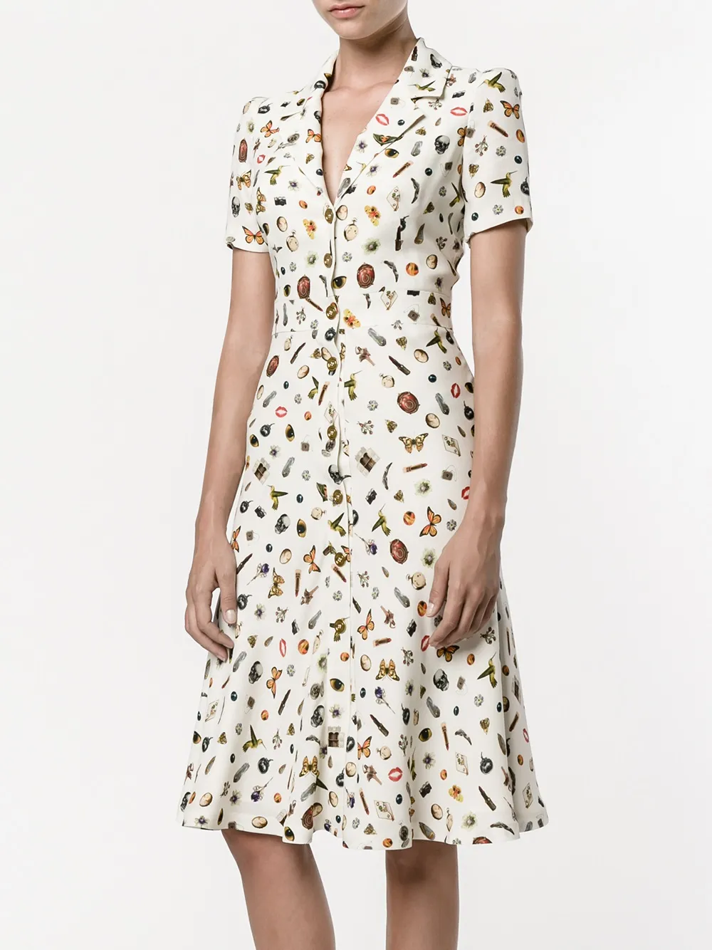 Alexander McQueen Obsession print shirt dress Geel