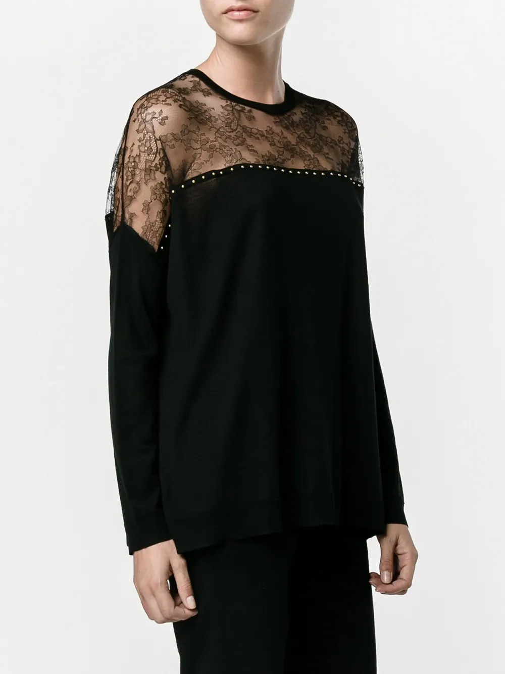 Valentino Lace Panel Jumper In Black