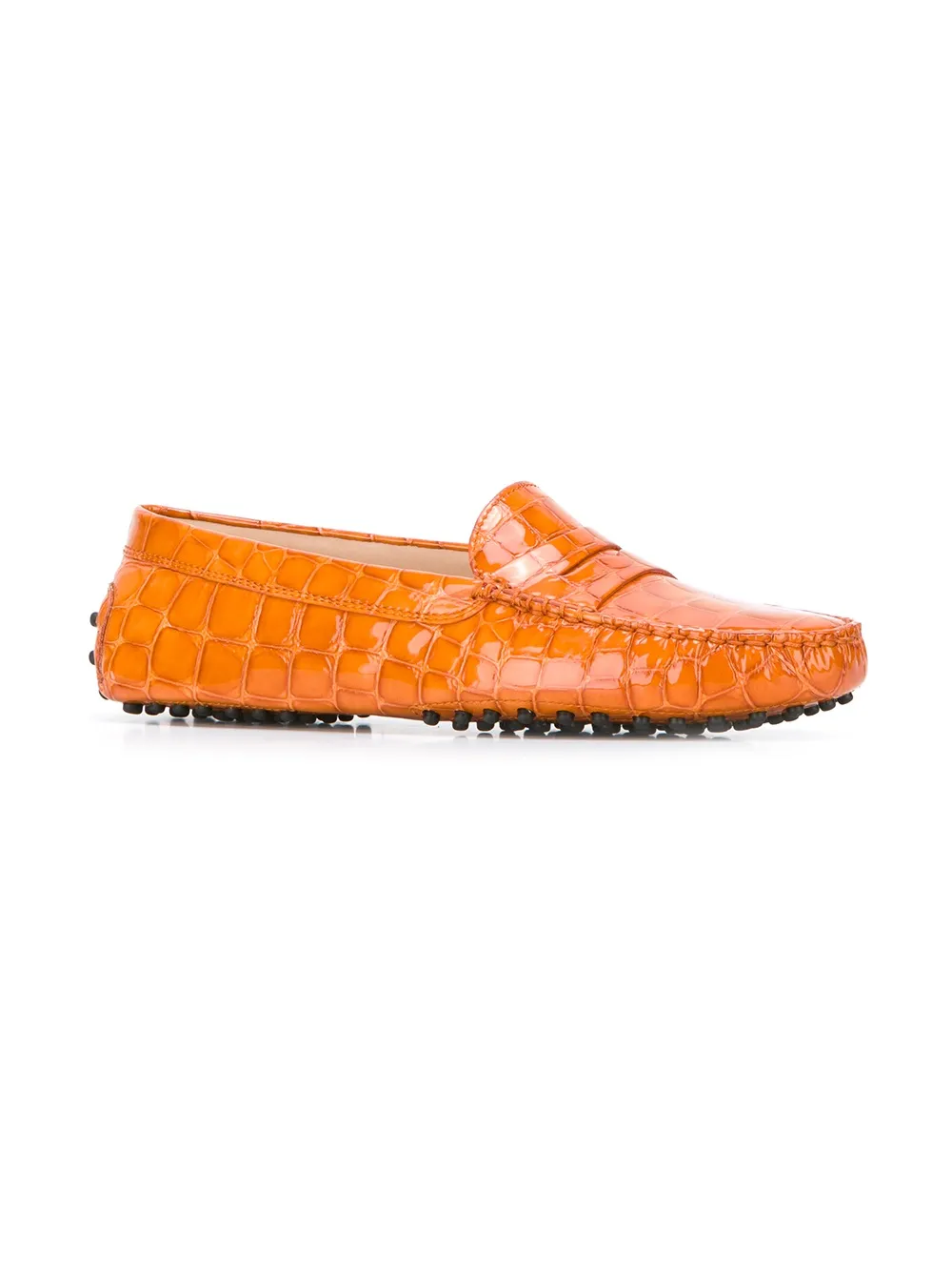 Tod's Corcodile Effect Loafers In Yellow