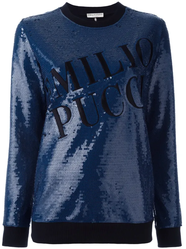 Pucci Sequin Embellished Sweatshirt in Blue