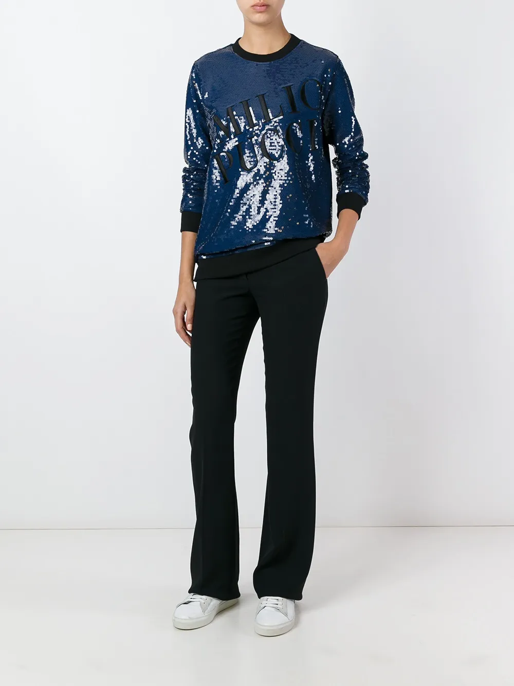  Pucci Sweatshirt Mit Pailletten   Blau 