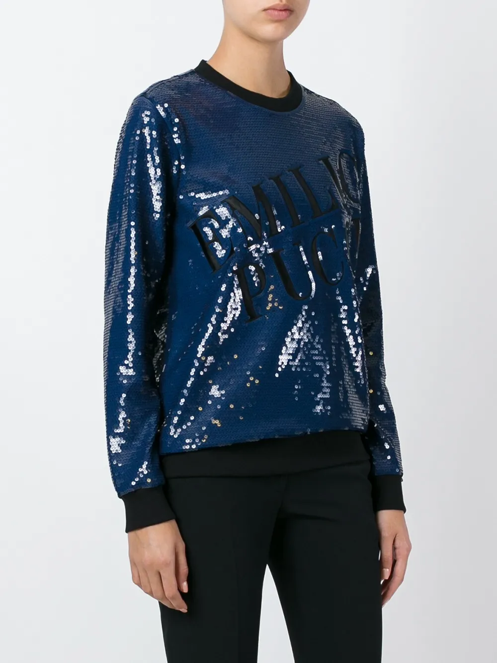  Pucci Sweatshirt Mit Pailletten   Blau 
