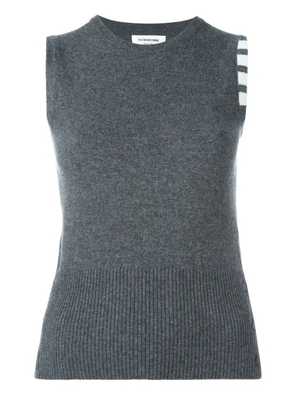 Thom Browne 4-Bar Cashmere Top in Grey