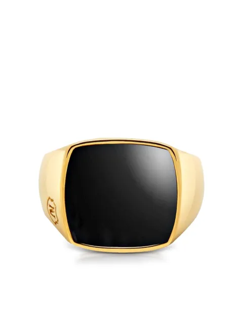 Nialaya Jewelry bague en or 18ct et logo estampillé