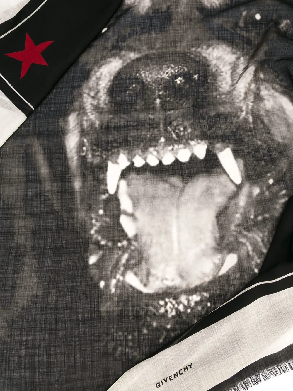  Givenchy Schal Mit Rottweiler Print   Schwarz 