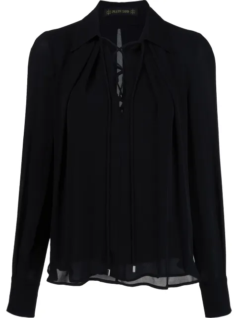 Plein Sud lace-up neck blouse