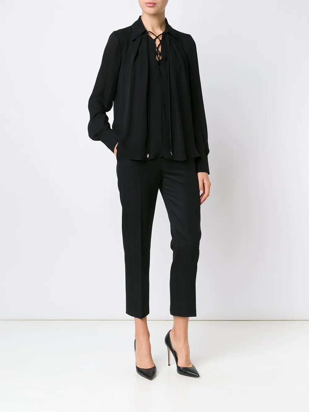Plein Sud lace-up neck blouse - Zwart