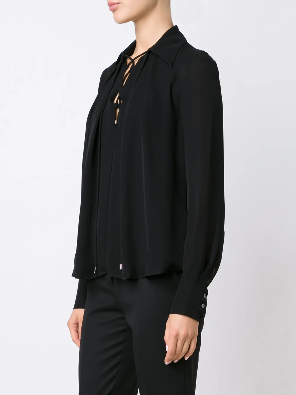 Plein Sud lace-up neck blouse Zwart