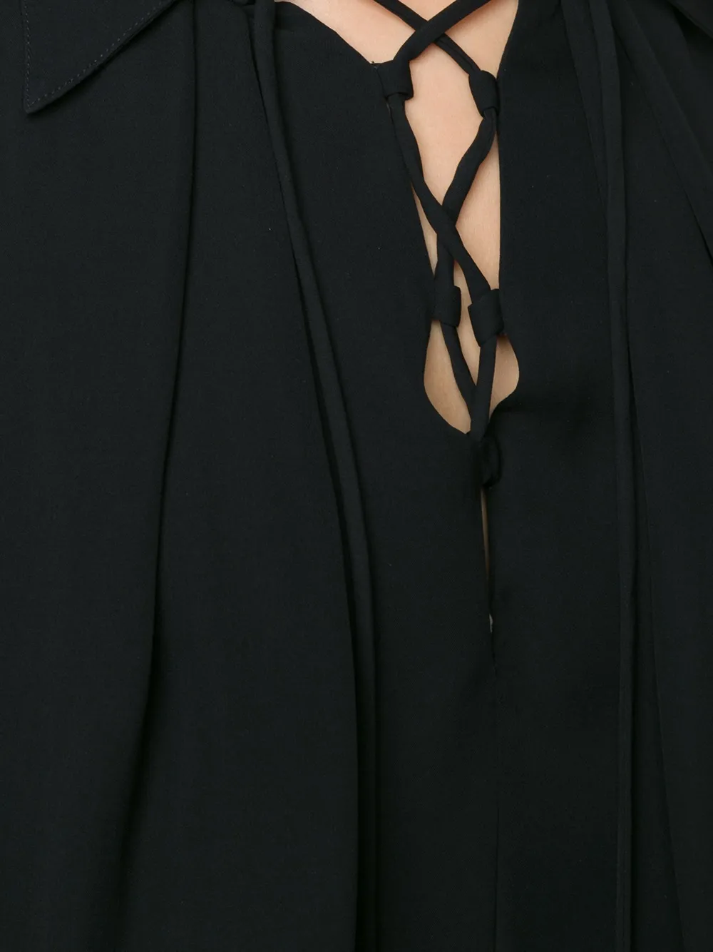 Plein Sud lace-up neck blouse Zwart