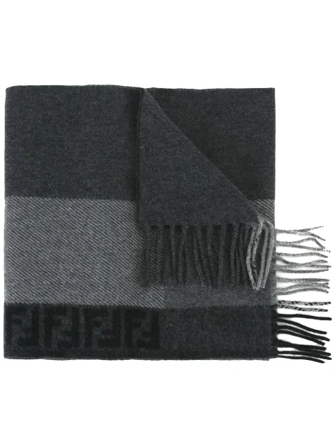 FENDI FENDI FF LOGO SCARF - GREY