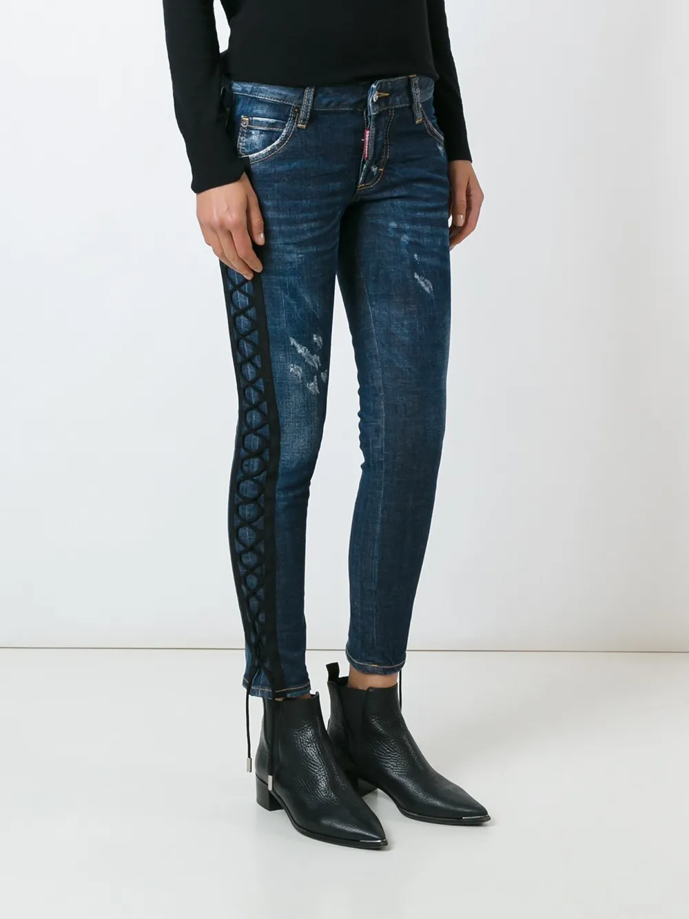 DSQUARED2 'Deana' lace effect jeans Blauw