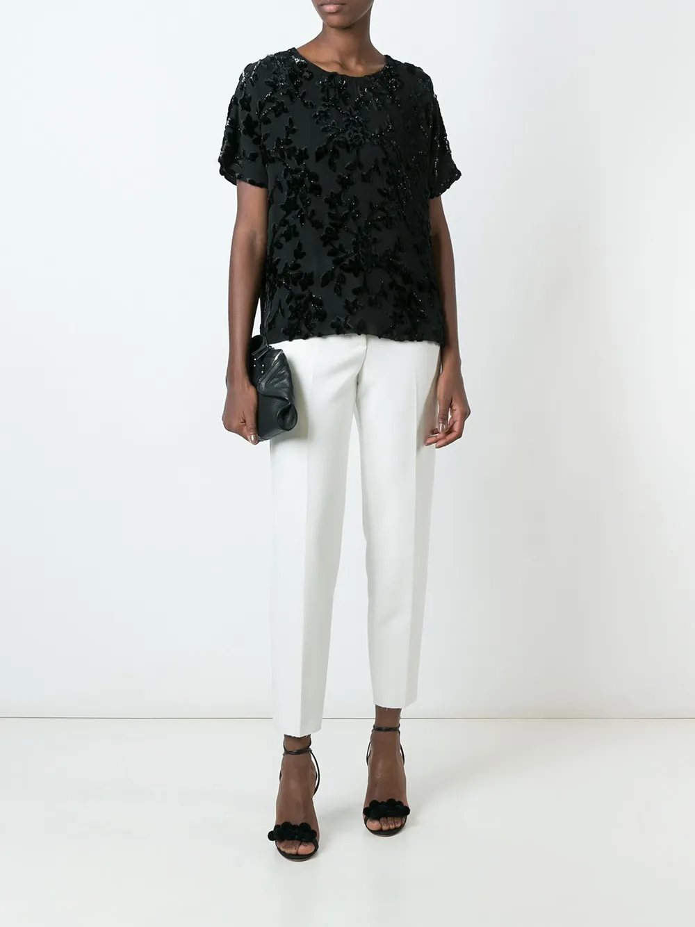 ETRO velvet appliqué detail blouse - Zwart