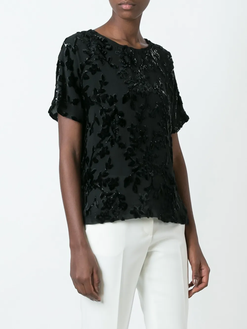 Etro Velvet Appliqué Detail Blouse In Black