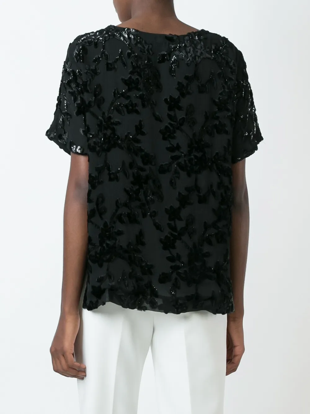 Etro Velvet Appliqué Detail Blouse In Black