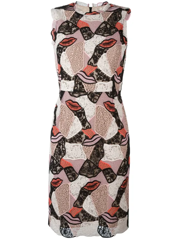 Pucci Embroidered Lips Sheath Dress in Multicolour