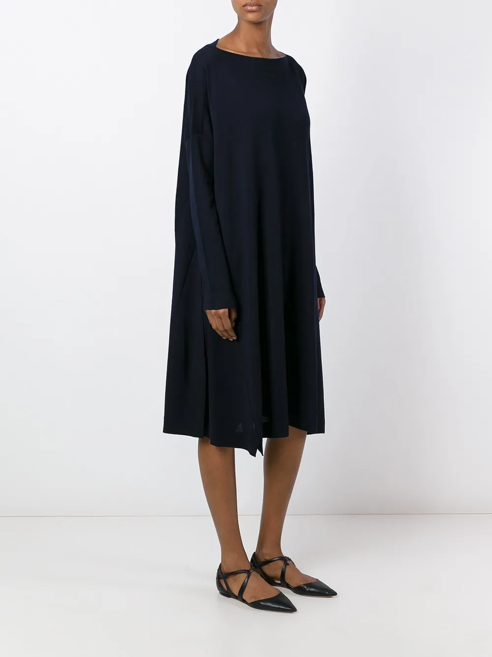 Daniela Gregis boat neck ruched dress Blauw