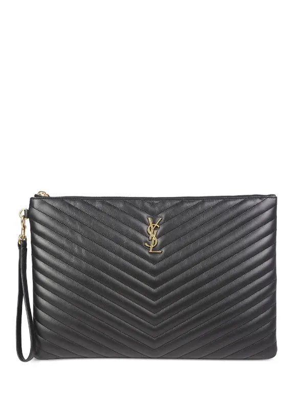 Saint Laurent Monogram Clutch Bag Black FARFETCH GR