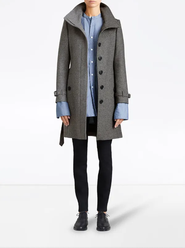 burberry technical wool cashmere funnel neck coat