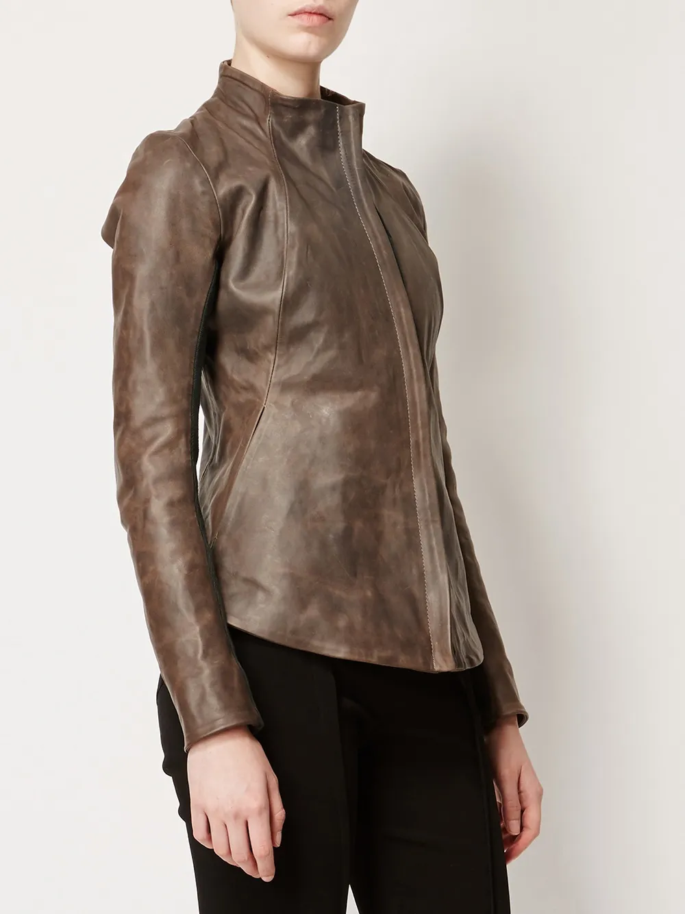 Boris Bidjan Saberi Zipped Fitted Jacket In Brown