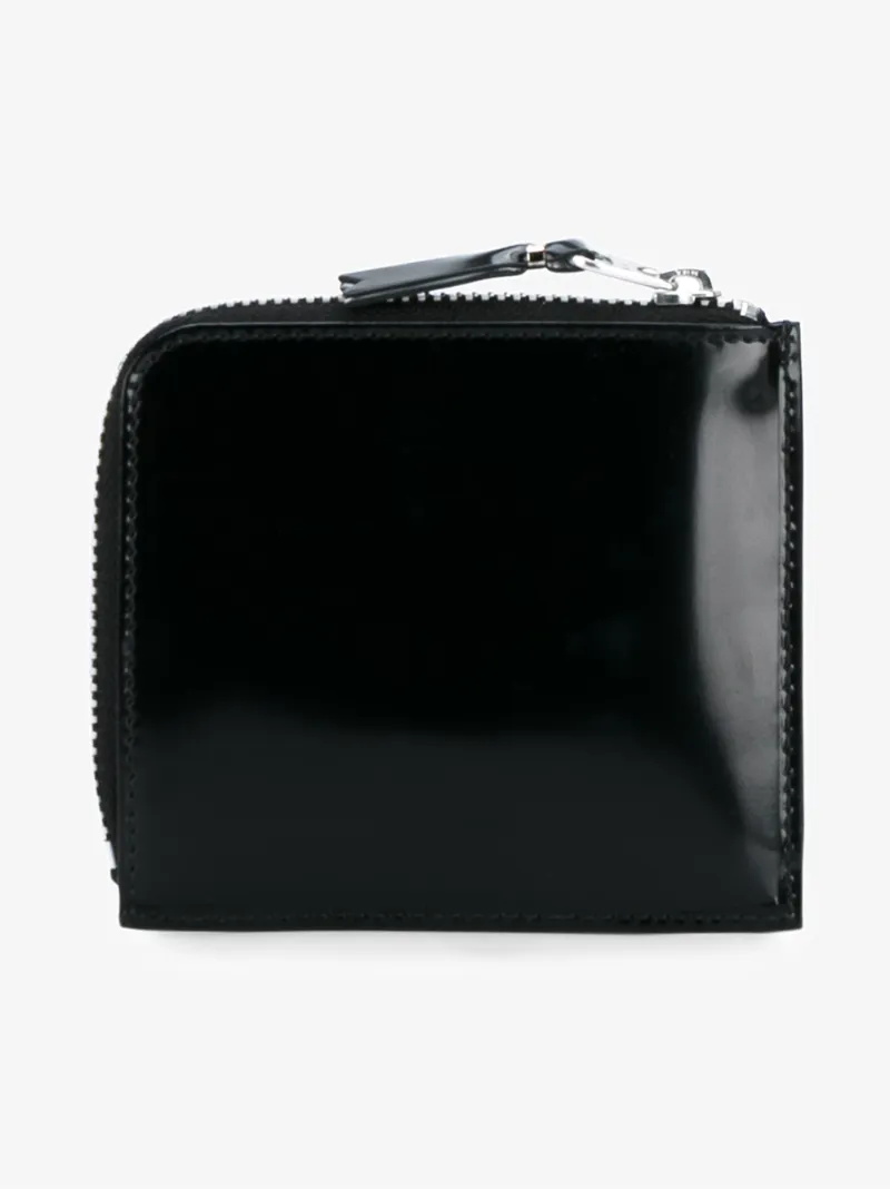 Comme Des Garçons Wallet Gloss Black Silver Leather Wallet