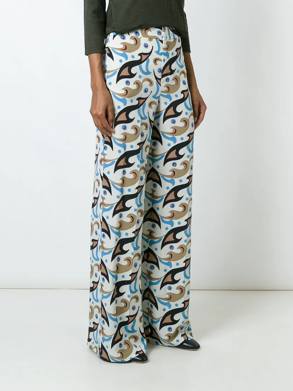 ETRO abstract print palazzo pants Beige