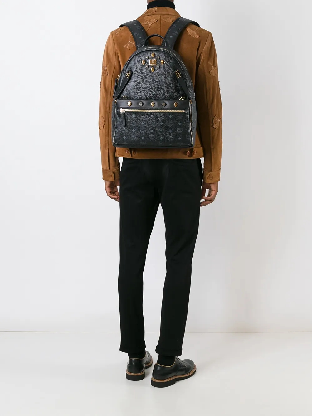 MCM logo print backpack - Zwart