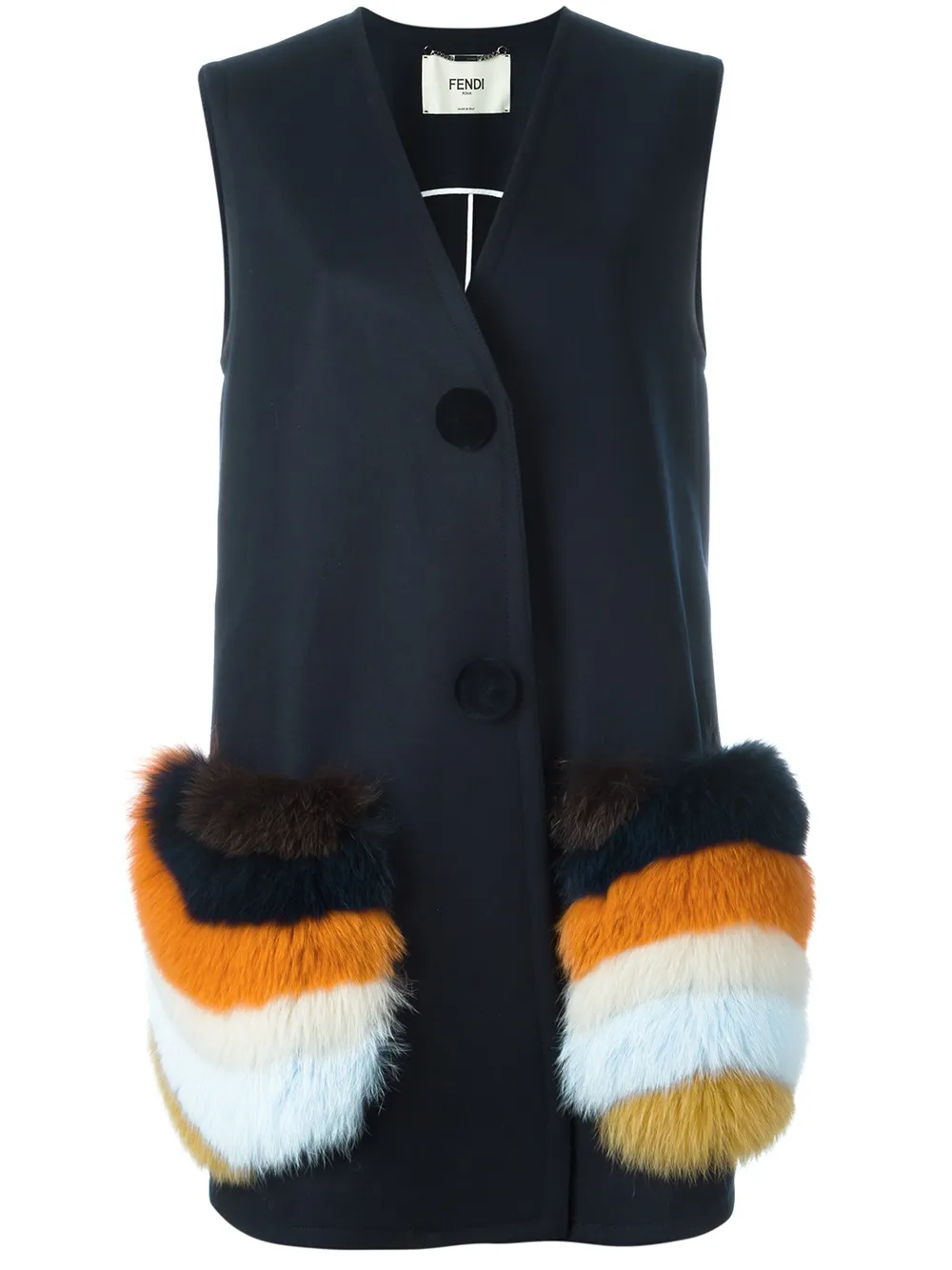 fendi fur pocket long waistcoat - farfetch