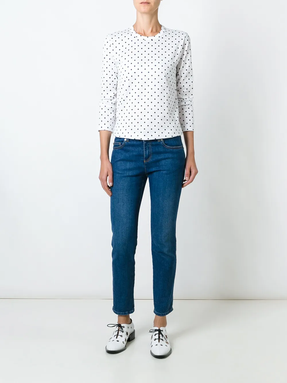 Comme Des Garçons Girl polka dot longsleeved T-shirt Wit