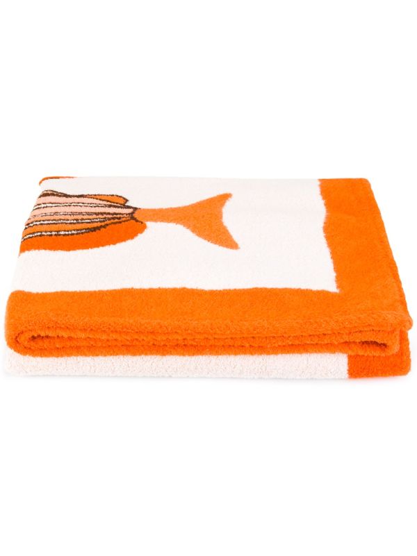 Hermès Pre Owned Serviette De Plage à Poisson Imprimé Farfetch