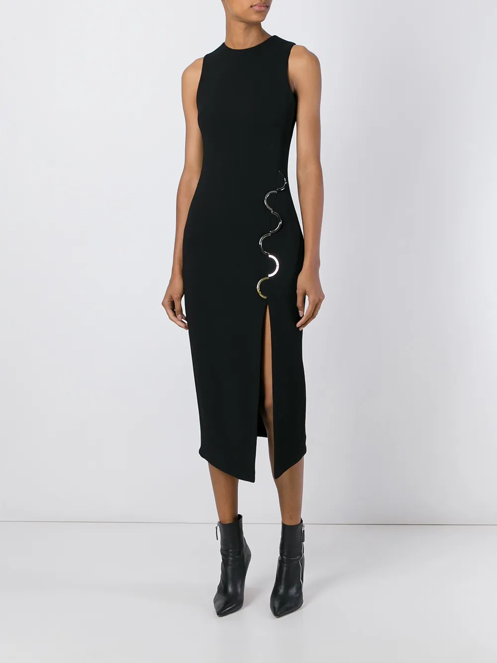 David Koma metal detail fitted dress - Zwart