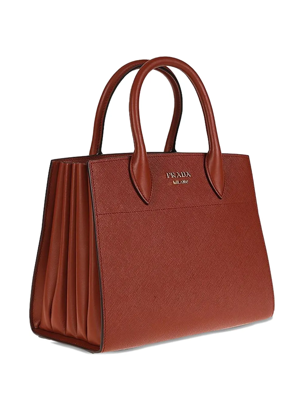 Prada Leather Tote Bag In Brown