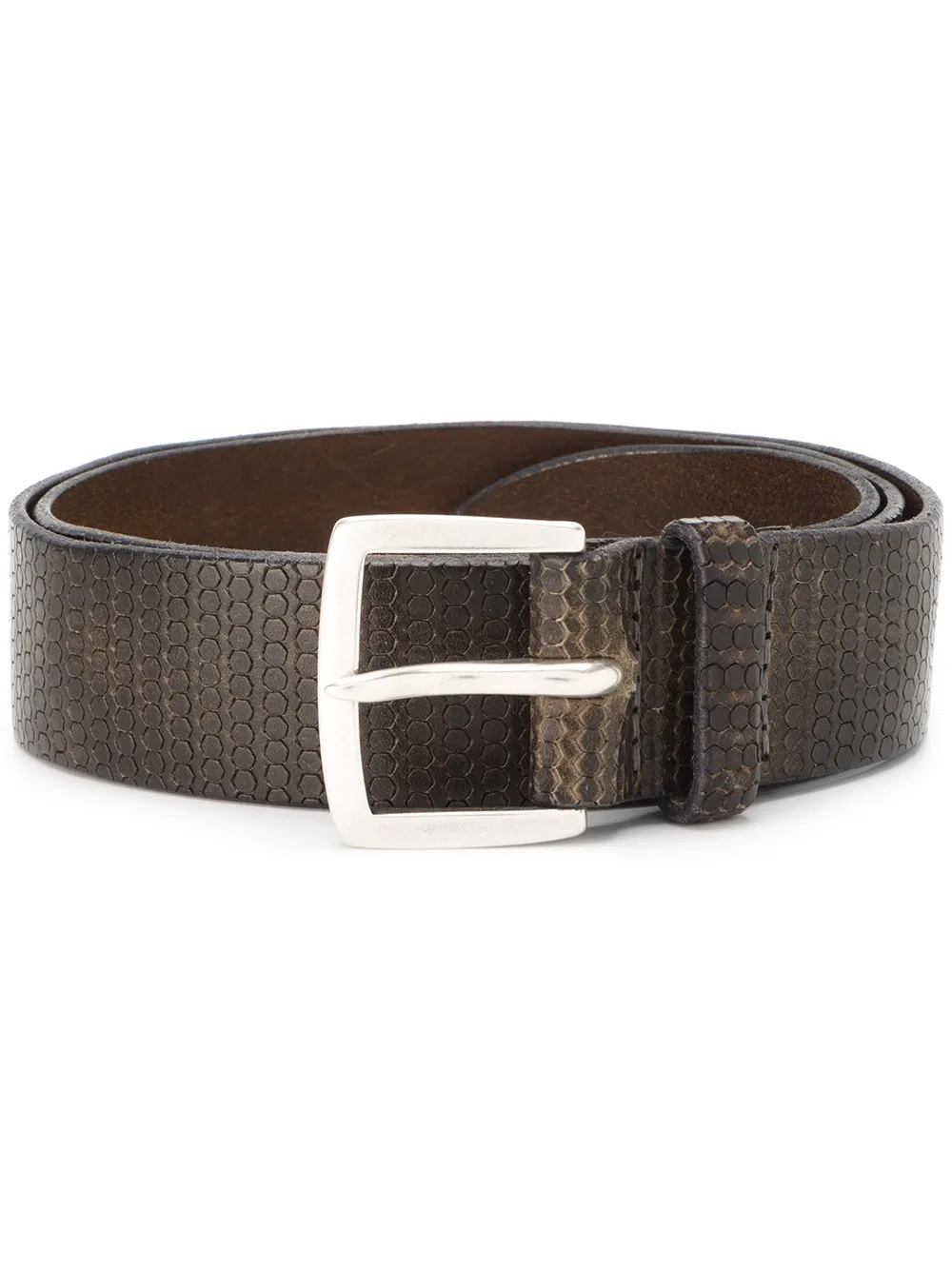 Orciani embossed circle design belt | Brown | Image 1