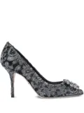 Dolce & Gabbana Rainbow Lace 90mm brooch-detail pumps - Black
