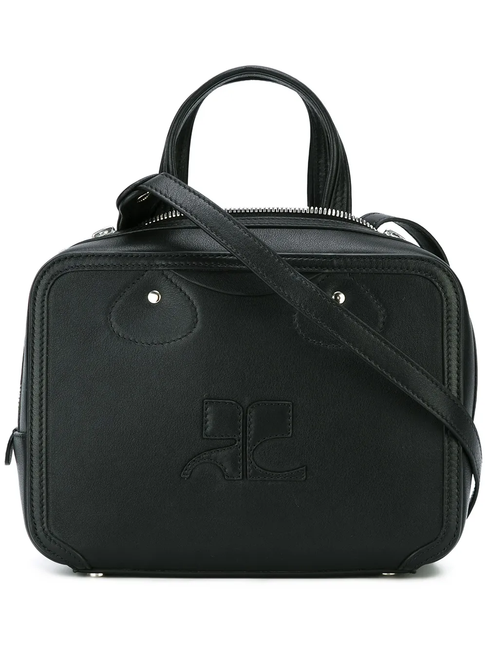 Courrèges square logo tote Zwart
