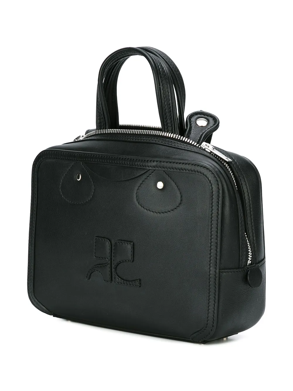 Courrèges square logo tote Zwart