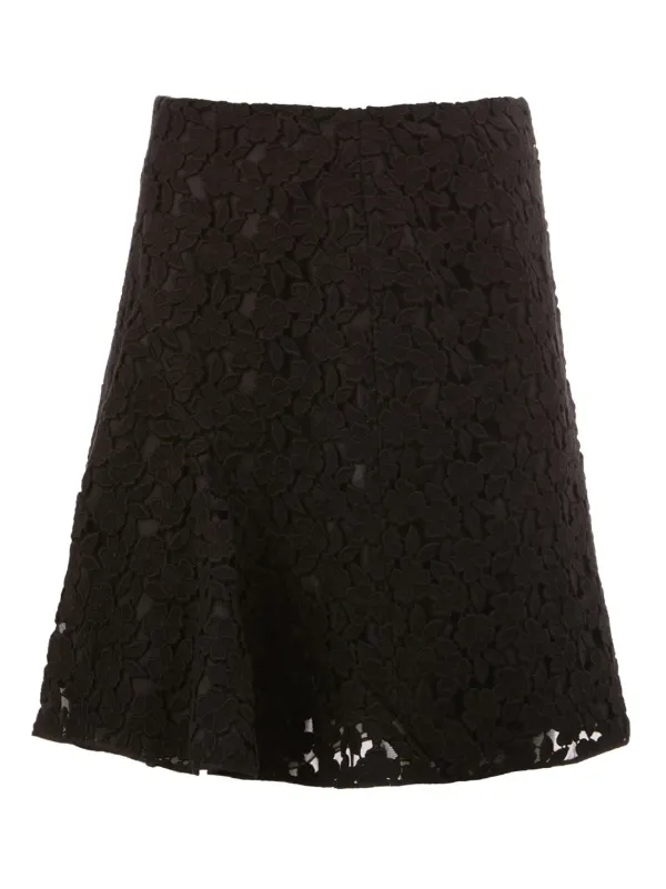 Giambattista Valli Lace Pleated Skirt in Black