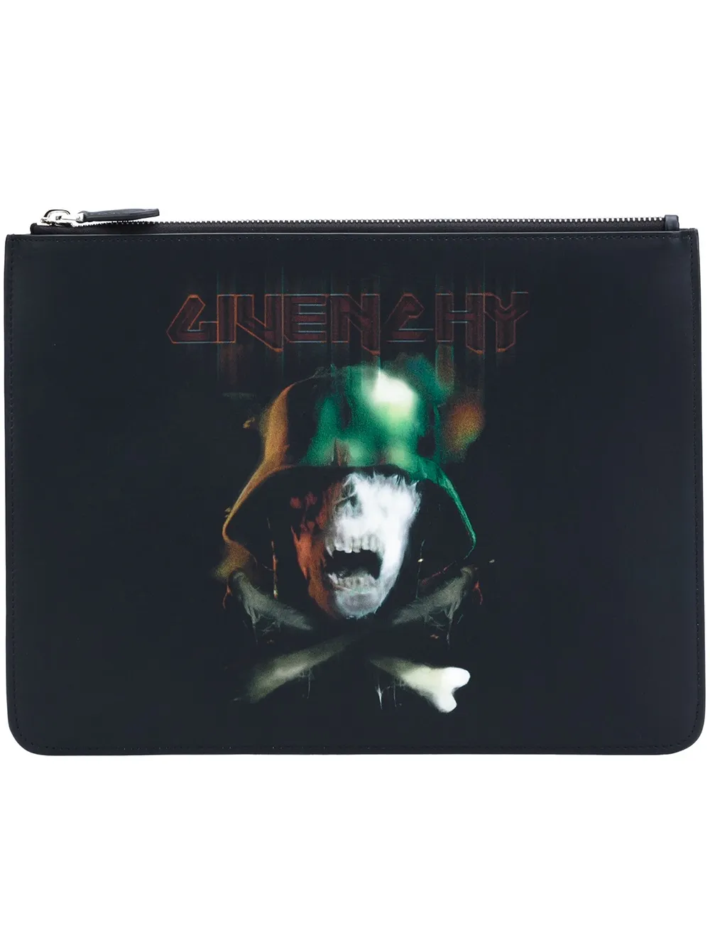 Givenchy skull and crossbones printed pouch - Nero